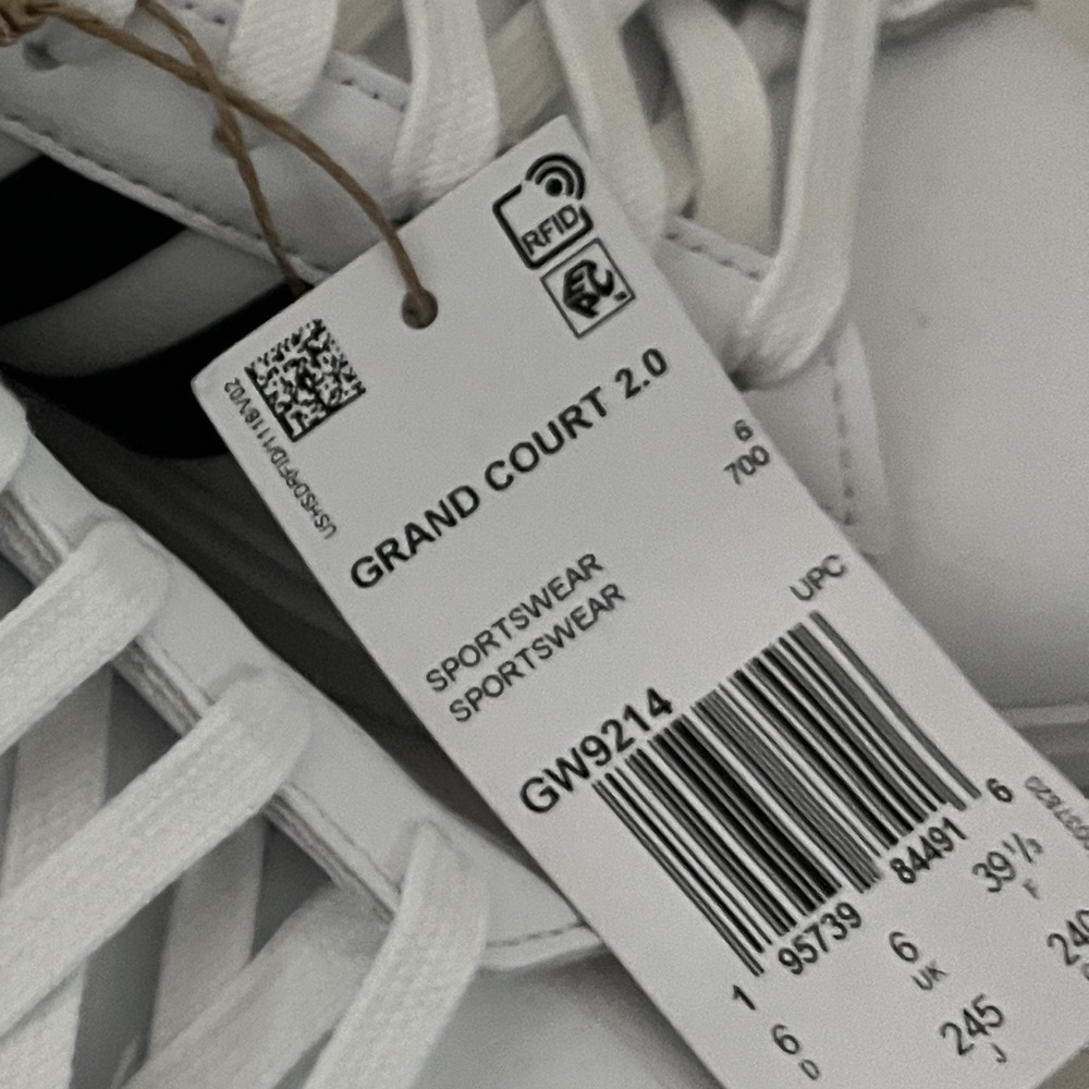 Adidas Grand Court 2.0 White Black Athletic Shoes